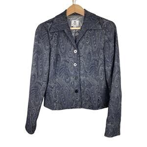 Renfrew Women's 4 Gray Black Paisley Wool Blend Button Up Blazer